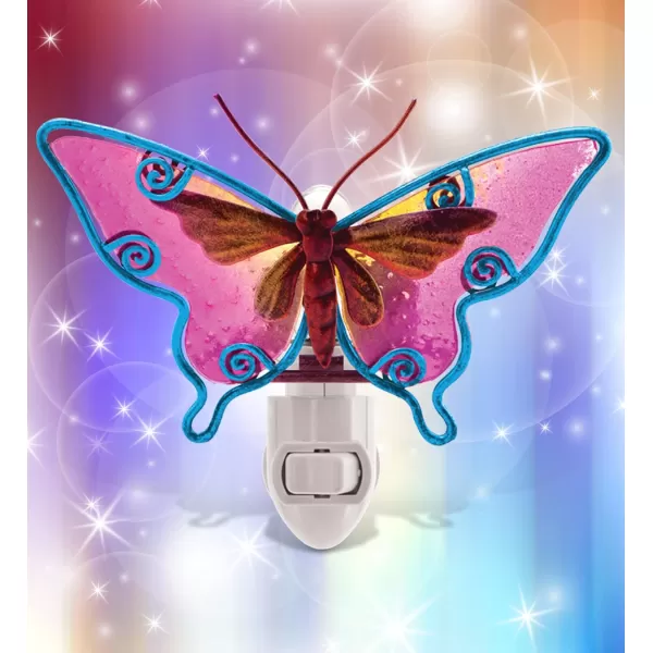 CoTa Global Zoo Animal Nightlights  Butterfly Owl Giraffe Sloth Home Decor Wall Plug in Night Lights with Switch Decorative Metal Glass Nightlights for Bathroom Kitchen Bedroom  4 Pcs Set