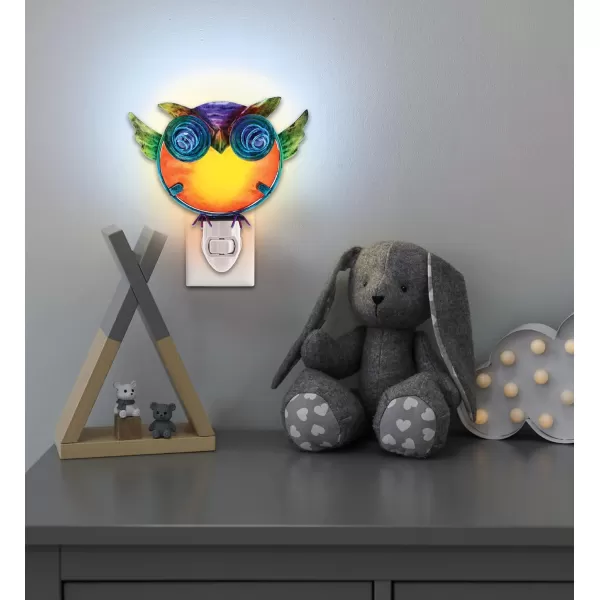 CoTa Global Zoo Animal Nightlights  Butterfly Owl Giraffe Sloth Home Decor Wall Plug in Night Lights with Switch Decorative Metal Glass Nightlights for Bathroom Kitchen Bedroom  4 Pcs Set