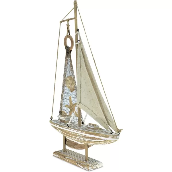 Puzzled COTA Global Baja Haven Sailboat Decor  Handmade Wooden Boat Decor Cute Beach Style Model Sail Boat Decorations Nautical Themed Table Top Decor Living Room Centerpiece  145 Inch