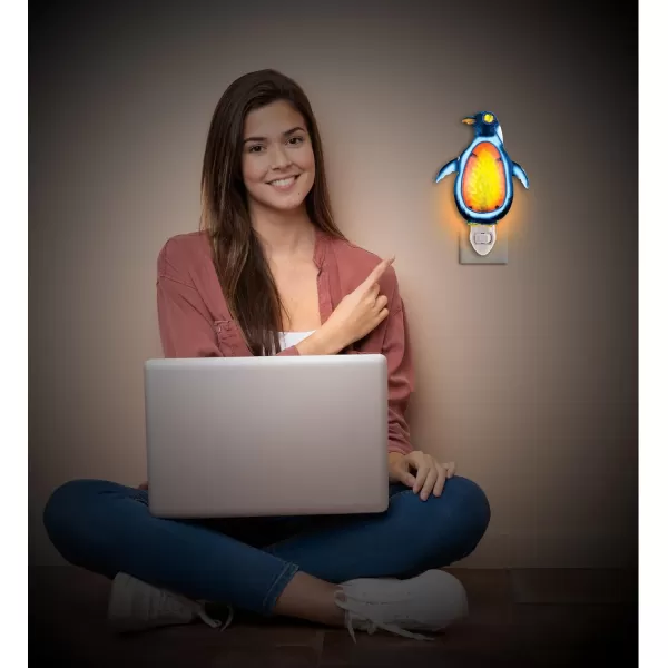 Puzzled Glass Art Night Light Plug in Decorative Socket Lamp Manual On ampamp Off Portable Light for Stairway Bedroom Bathroom Nursery Home Accessory ampamp Kitchen Decor  Penguin