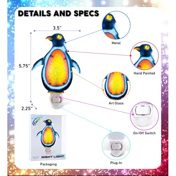 Puzzled Glass Art Night Light Plug in Decorative Socket Lamp Manual On ampamp Off Portable Light for Stairway Bedroom Bathroom Nursery Home Accessory ampamp Kitchen Decor  Penguin