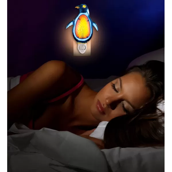 Puzzled Glass Art Night Light Plug in Decorative Socket Lamp Manual On ampamp Off Portable Light for Stairway Bedroom Bathroom Nursery Home Accessory ampamp Kitchen Decor  Penguin