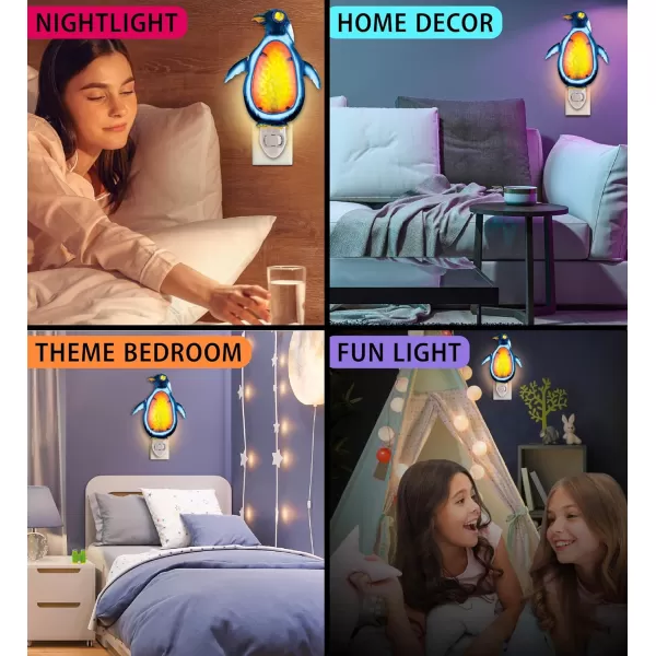 Puzzled Glass Art Night Light Plug in Decorative Socket Lamp Manual On ampamp Off Portable Light for Stairway Bedroom Bathroom Nursery Home Accessory ampamp Kitchen Decor  Penguin