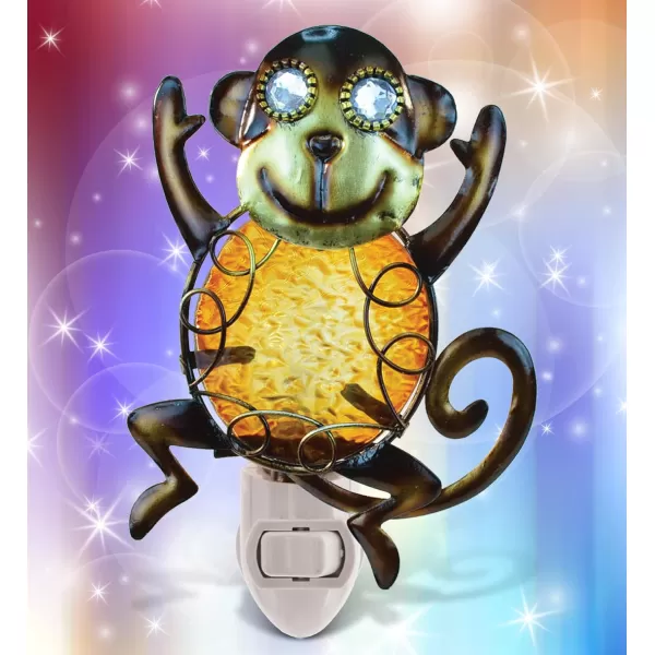 Puzzled Monkey Handcraft Art Glass and Metal Decorative Night Light Home Dcor  Buildings Collection  Elegant Unique Gift and Useful Souvenir