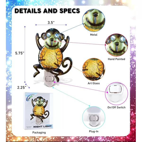 Puzzled Monkey Handcraft Art Glass and Metal Decorative Night Light Home Dcor  Buildings Collection  Elegant Unique Gift and Useful Souvenir