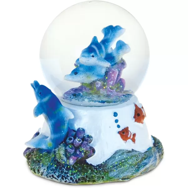 Puzzled Nautical Island Dolphin Cove Underwater Nirvana Intricate Art Resin Coral Sculpture Ocean ampamp Sea Life Theme Dcor Handcrafted Hand Painted Tabletop Snow Globe Home Accent Unique Gift Souvenir