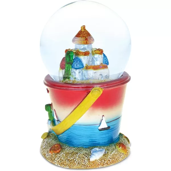 Puzzled Resin Sand Bucket Beach Castle Snow Globe 65mm 45 Inch Tall Figurine Intricate ampamp Meticulous Detailing Art Handcrafted Tabletop Sculpture Statue Centerpiece Accent Palace Themed Home Dcor