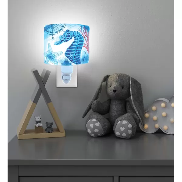 Puzzled Sea Horse Night Light Glass Art Plug in Decorative Socket Lamp Manual On ampamp Off Portable Lights for Stairway Bedroom Bathroom Nursery Kids Accessory Home ampamp Kitchen Decor