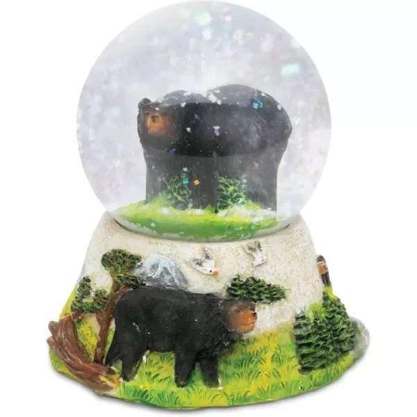 COTA Global Black Bear Stone Snow Globe  Sparkly Water Globe Figurine with Sparkling Glitter Collectible Novelty Ornament for Home Decor for Birthdays Christmas and Valentines Day