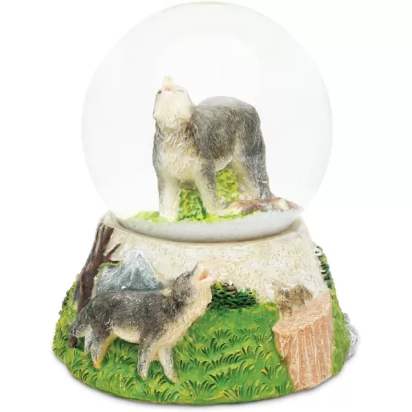 COTA Global Wolf Snow Globe Polyresin Forest Wild Life Animal Collection Jungle Dog Nautical Theme Room Decor Table Top Accent Size 355 x 375 inches Novelty Craft Decorative Gift