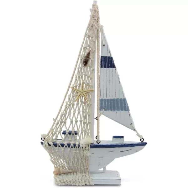 CoTa Global Blue Stripes Sailboat Decor  Handmade Wooden Boat Decor  975 Inches
