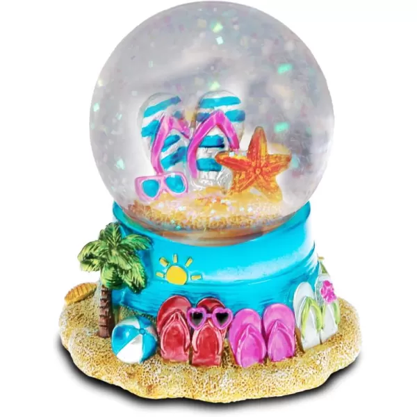 CoTa Global Cool Summer Beach Sandals Snow Globe  Water Globe Figurine with Sparkling Glitter Collectible Novelty Ornament for Home Decor for Birthdays Holiday and Valentines  65mm