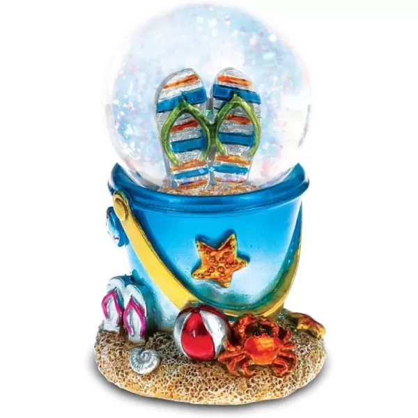 CoTa Global Cool Summer Sandals Beach Bucket Snow Globe  Water Globe Figurine with Sparkling Glitter Collectible Novelty Ornament for Home Decor for Birthdays and Valentines  45mm