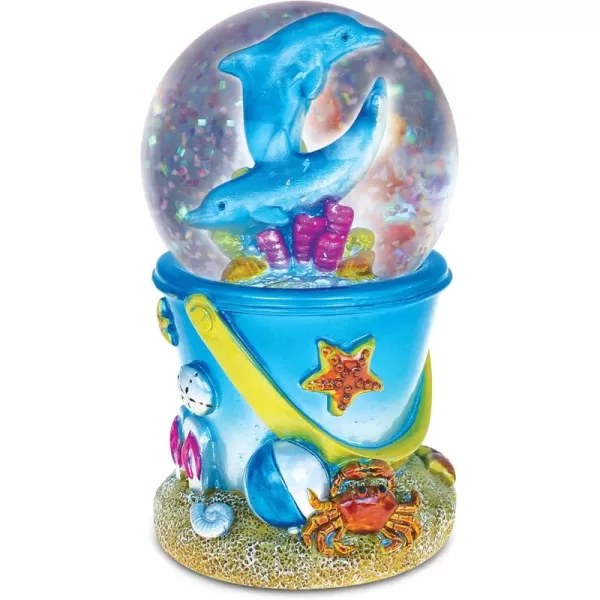 CoTa Global Dolphin Sand Bucket Snow Globe  Water Globe Figurine with Sparkling Glitter Collectible Novelty Ornament for Home Decor for Birthdays Christmas and Valentines  65mm