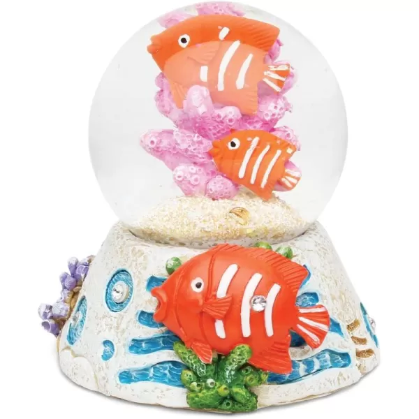 CoTa Global Fish Snow Globe Dome Resin Animals Underwater Collection Ocean Life Nautical Corals Aquatic Marine Theme Room Decor Table Top Accent Size 355 x 375 inches Novelty Craft Decorative Gift
