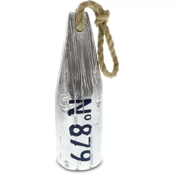 CoTa Global Fishermans Distressed Square Sea Buoy Decor 85quot Includes Rope Handle Rope Faux Wood for Tables Wall Hanging Floors Great for Office Beach Maritime Theme Art Silver
