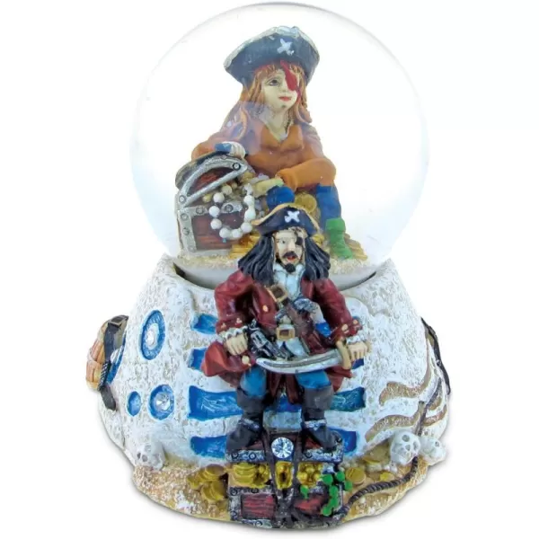CoTa Global Pirate Snow Globe Dome Resin Captain w Treasure Chests Dome Collection Ocean Life Nautical Aquatic Marine Theme Room Decor Table Top Accent Size 355 x 375 inches Novelty Craft Gift