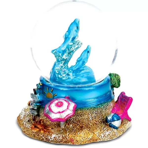 CoTa Global Resin Stone Cool Summer Dolphin Coastal Snow Globe 45mm 25quot Sea Animals Glass Statue Art Handcrafted Glitter Dome Tabletop Sculpture Desk Centerpiece Accent  Ocean Home Dcors