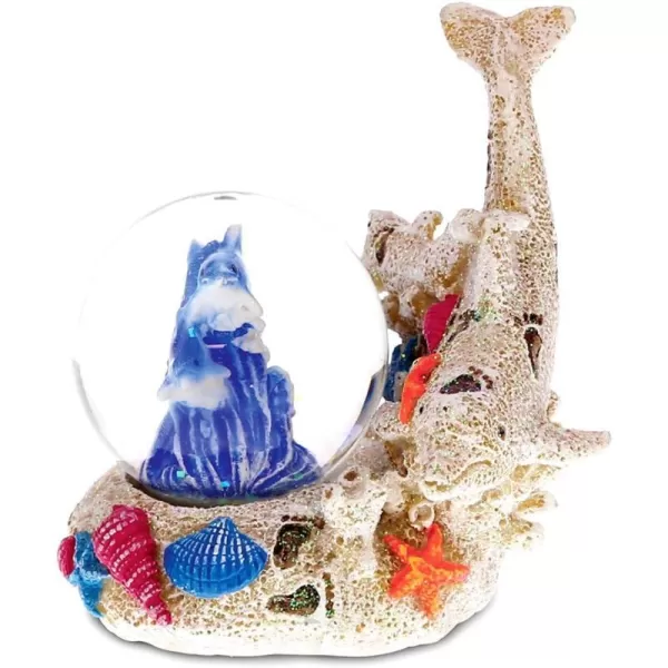 CoTa Global Resin Stone Dolphin Coral Reef Snow Globe 45mm 275quot Sea Animals Glass Statue Art Handcrafted Sand Glitter Dome Tabletop Sculpture Desk Centerpiece Accent  Ocean Home Dcor