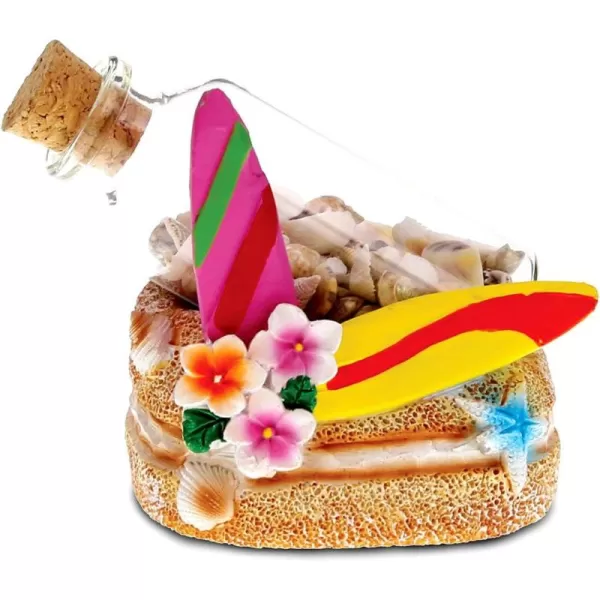 CoTa Global Resin Surfboards Miniature with Seashells in a Bottle 35 Inch Intricate ampamp Meticulous Art Figurine Decorative Tabletop Sculpture Centerpiece Snow Globe Tropical Beach Themed Home Dcor