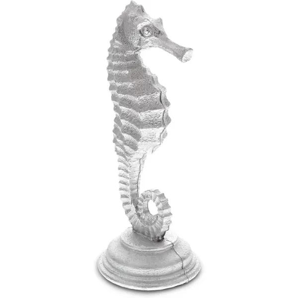 CoTa Global Silver Seahorse Tabletop Decorative Figurine Intricate Meticulous Detailing Resin Handcrafted HandPainted Decoration Figure Nautical Coastal Beach Ocean Sea Life Theme Home Accent Decor