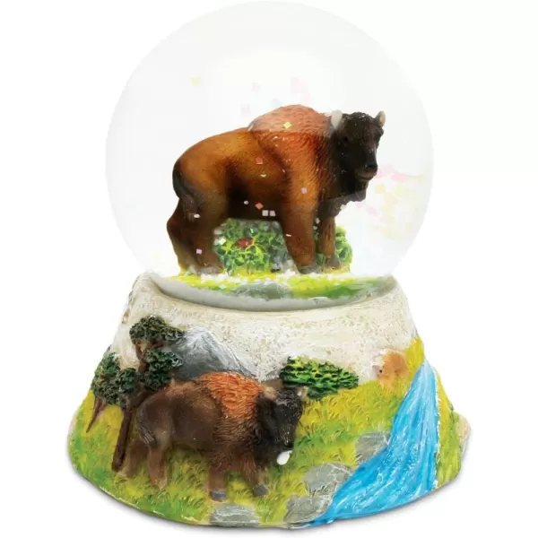Puzzled COTA Global Buffalo Snow Globe Dome Resin Wild Animal Collection Forest Theme Room Decor Table Top Accent Size 355 x 375 inches Unique Gift Decorative