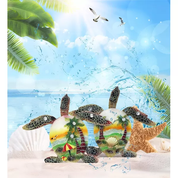 CoTa Global Sea Turtle Refrigerator Sunset Beach Magnets Set of 4  Assorted Resin ampamp Crystals Design Fun and Cute Beach Magnets For Kitchen Fridge Locker Home Decor and Office Decor Novelty  4 Pack