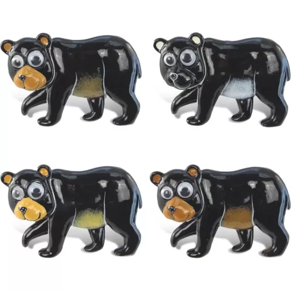 COTA Global Black Bear Refrigerator BobbleEye Magnets Set of 4  Assorted Color Fun Cute Wild Animal Bobble Magnets for Kitchen Fridge ampamp Locker Home Decor ampamp Cool Office Decorative Novelty  4 Pack