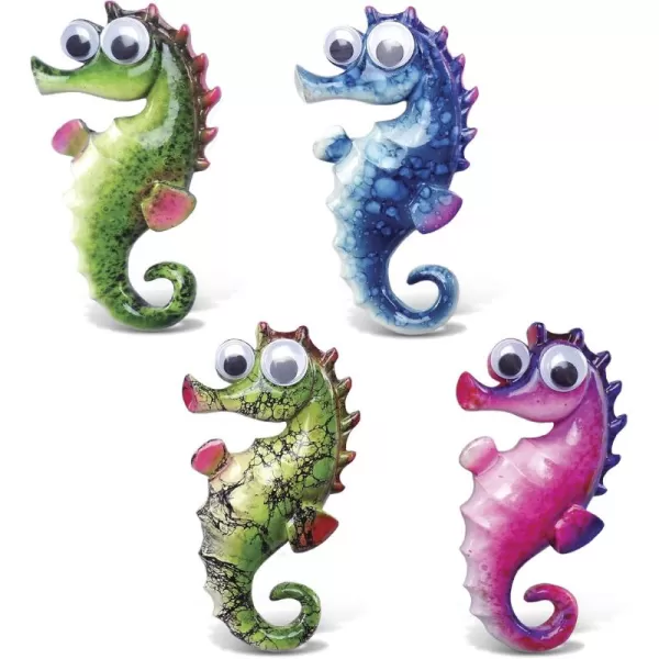 COTA Global Seahorse Refrigerator BobbleEye Magnets Set of 4  Assorted Color Fun Cute Ocean Life Big Eye Magnet for Kitchen Fridge ampamp Locker Home Decor ampamp Cool Office Decorative Novelty  4 Pack