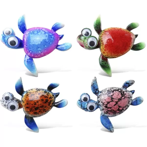 CoTa Global Sea Turtle Refrigerator BobbleEye Magnets Set of 4  Assorted Color Fun Cute Ocean Life Big Eye Magnets for Kitchen Fridge ampamp Locker Home Decor ampamp Cool Office Decorative Novelty  4 Pack