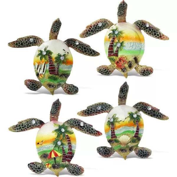 CoTa Global Sea Turtle Refrigerator Sunset Beach Magnets Set of 4  Assorted Resin ampamp Crystals Design Fun and Cute Beach Magnets For Kitchen Fridge Locker Home Decor and Office Decor Novelty  4 Pack