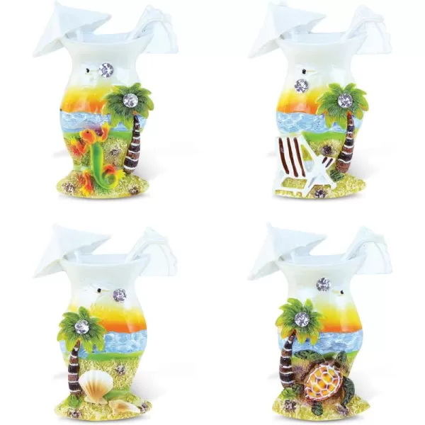 Puzzled Glass Refrigerator Sunset Magnet  Beach Theme  Set of 4  Unique Affordable Gift and Souvenir  Item 7655