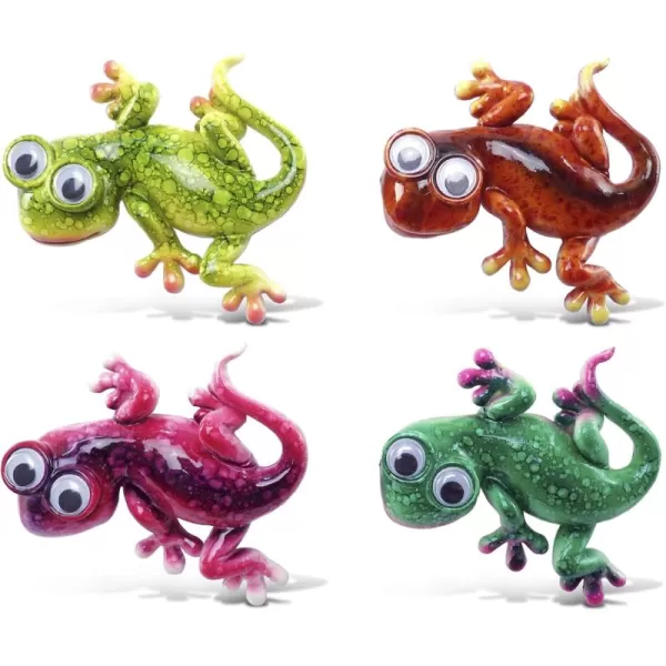 CoTa Global Gecko Refrigerator BobbleEye Magnets Set of 4  Assorted Color Fun Cute Lizard Reptile Big Eye Magnets for Kitchen Fridge ampamp Locker Home Decor ampamp Cool Office Decorative Novelty  4 Pack