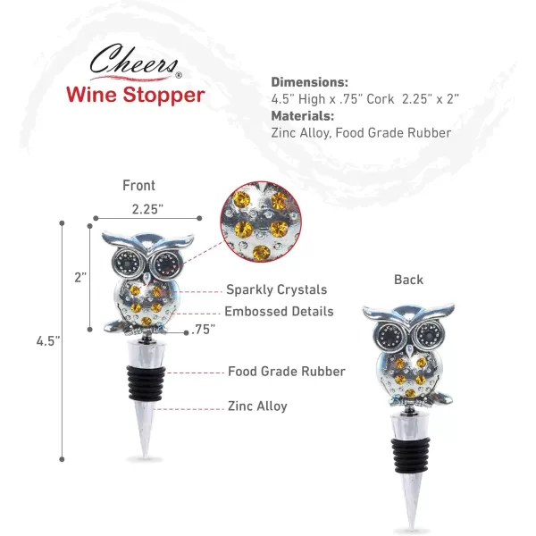 Cheers Flamingo Metal Wine Stopper  Elegant Vacuum Seal Reusable Bird Zoo Animal Wine Bottle Stopper Airtight Leak Proof Bottle Topper Cork Plug Cute Home Decor ampamp Bar Tool Accessory Unique GiftSilver Metal Owl