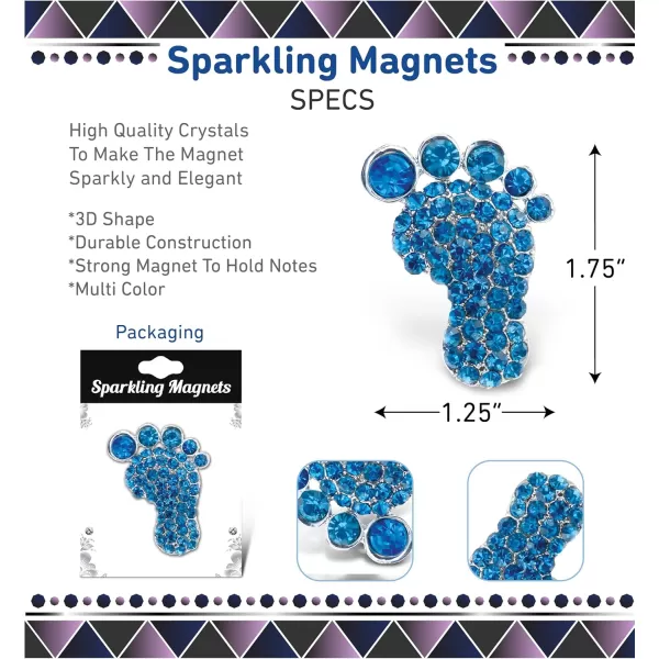 CoTa Global Blue Foot Sparkling Refrigerator Magnet  Silver Sparkling Rhinestones Crystals Cute Beach Magnet for Kitchen Fridge and Locker Home Decor ampamp Cool Office Decorative Novelty  175 Inches