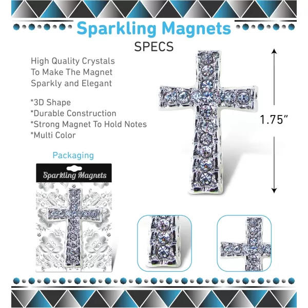 CoTa Global Cross Sparkling Refrigerator Magnet  Silver Sparkling Rhinestones Crystals Cute Religious ampamp Inspirational Magnet for Kitchen Fridge Locker Home Decor Cool Office Novelty  175 Inch
