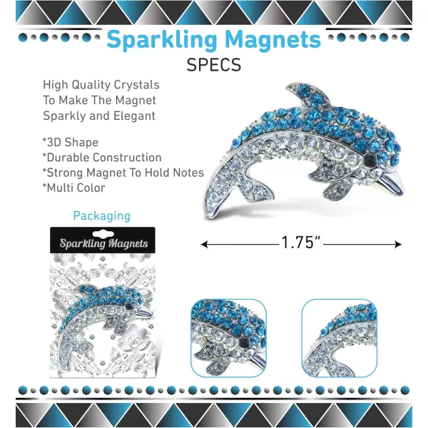 CoTa Global Dolphin Sparkling Refrigerator Magnet  Blue ampamp Silver Sparkling Rhinestones Crystals Cute Sparkly Ocean Animal Magnet For Kitchen Door Fridge Cool Home ampamp Office Novelty Decor  175 Inch