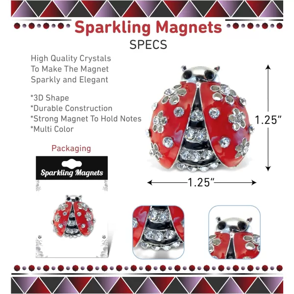 CoTa Global Ladybug Sparkling Refrigerator Magnet  Silver Sparkling Charm Rhinestones Crystals Cute Sparkly Animal Bug Magnet for Kitchen Door Fridge Cool Home ampamp Office Novelty Decor  125quot