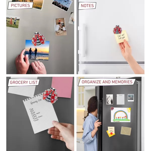 CoTa Global Ladybug Sparkling Refrigerator Magnet  Silver Sparkling Charm Rhinestones Crystals Cute Sparkly Animal Bug Magnet for Kitchen Door Fridge Cool Home ampamp Office Novelty Decor  125quot