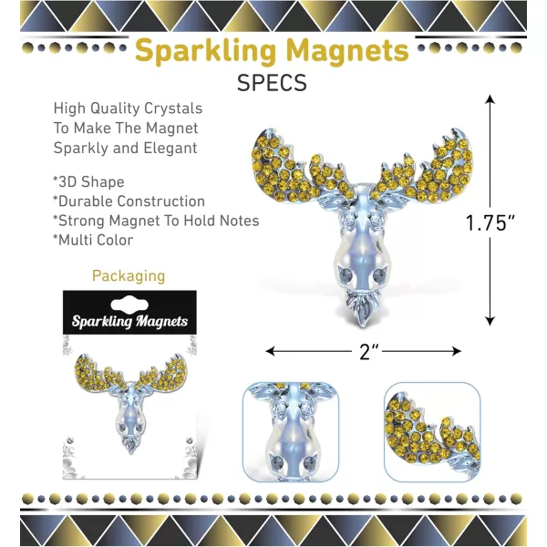 CoTa Global Moose Sparkling Refrigerator Magnet  Silver Sparkling Rhinestones Crystals Cute Wild Life Animal Magnet For Kitchen Fridge Locker Home Decor Cool Office Decorative Novelty  175 Inch