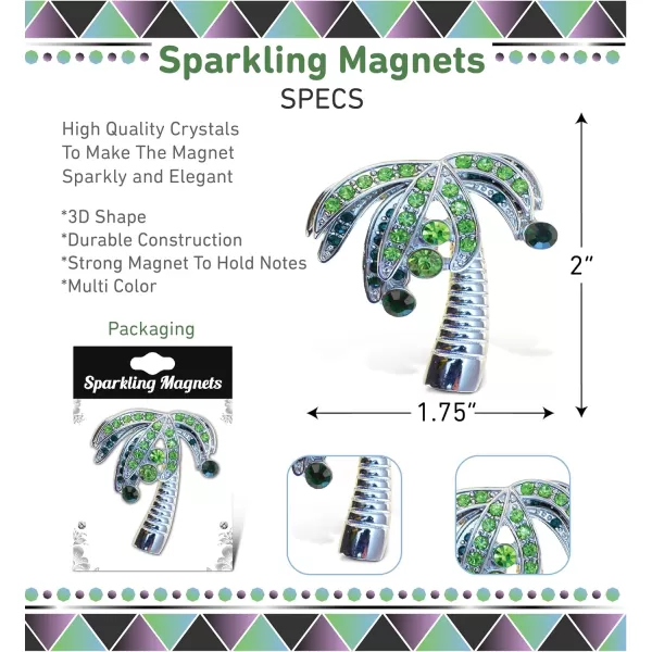 CoTa Global Palm Tree Sparkling Refrigerator Magnet  Silver Sparkling Rhinestones Crystals Cute Beach Life Magnet for Kitchen Fridge ampamp Locker Home Decor ampamp Cool Office Decorative Novelty  2 Inches