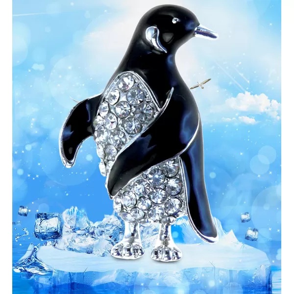 CoTa Global Penguin Sparkling Refrigerator Magnet  Black ampamp Silver Sparkling Rhinestones Crystals Cute Sparkly Ocean Life Magnet for Kitchen Door Fridge Cool Home ampamp Office Novelty Decor  2 Inch