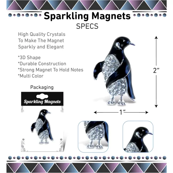 CoTa Global Penguin Sparkling Refrigerator Magnet  Black ampamp Silver Sparkling Rhinestones Crystals Cute Sparkly Ocean Life Magnet for Kitchen Door Fridge Cool Home ampamp Office Novelty Decor  2 Inch