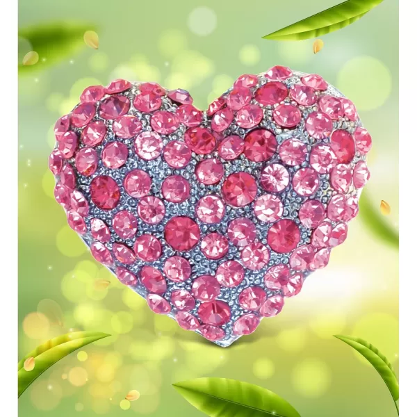 CoTa Global Pink Heart Sparkling Refrigerator Magnet  Silver Sparkling Rhinestones Crystals Cute Sparkly Love Magnet For Kitchen Fridge Locker Home Decor Cool Office Decorative Novelty  125 Inch