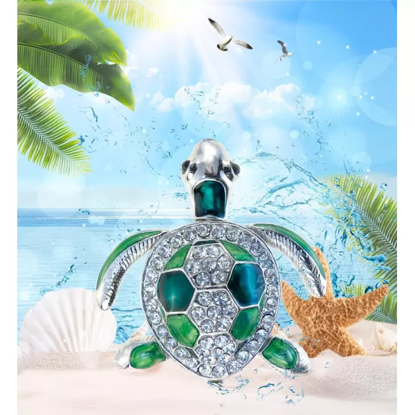 CoTa Global Sea Turtle Sparkling Refrigerator Magnet  Green ampamp Silver Sparkling Rhinestone Crystals Cute Sparkly Ocean Life Magnet For Kitchen Door Fridge Cool Home ampamp Office Novelty Decor 225 Inch