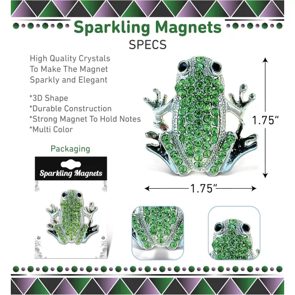 CoTa Global Sparkling Green Frog Refrigerator Magnet  Elegant Green Rhinestones Crystals Magnetic Fridge Decoration Cute Animal Magnets for Fridge Locker Frog Kitchen Accessories  25 Inches