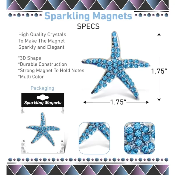 CoTa Global Starfish Sparkling Refrigerator Magnet  Blue ampamp Silver Sparkling Rhinestone Crystals Cute Sparkly Ocean Life Magnet for Kitchen Door Fridge Cool Home ampamp Office Novelty Decor  175 Inch