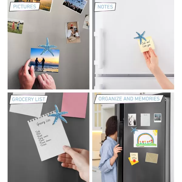 CoTa Global Starfish Sparkling Refrigerator Magnet  Blue ampamp Silver Sparkling Rhinestone Crystals Cute Sparkly Ocean Life Magnet for Kitchen Door Fridge Cool Home ampamp Office Novelty Decor  175 Inch