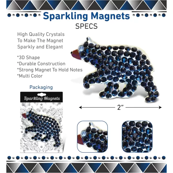 Puzzled Bear Refrigerator Sparkling Magnets with Crystals 5 Black brown silver