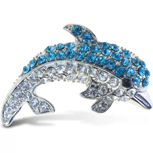 CoTa Global Dolphin Sparkling Refrigerator Magnet  Blue ampamp Silver Sparkling Rhinestones Crystals Cute Sparkly Ocean Animal Magnet For Kitchen Door Fridge Cool Home ampamp Office Novelty Decor  175 Inch